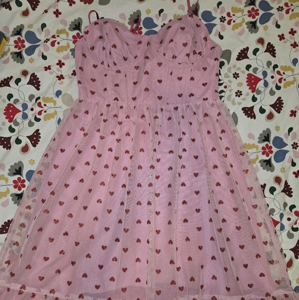 Nwt betsey johnson pink heart dress size 8